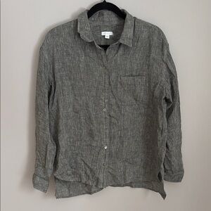 J. Jill Love Linen Gray 100% Linen Button-Up Shirt